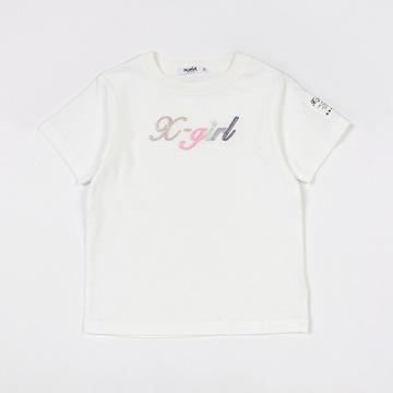 X-girl Stages ラメ発泡プリントロゴ半袖Tシャツ